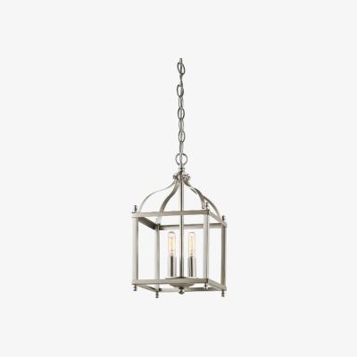 The Range Larkin 2 Light Small Ceiling Pendant Brushed Nickel, E14 - Brushed Nickel