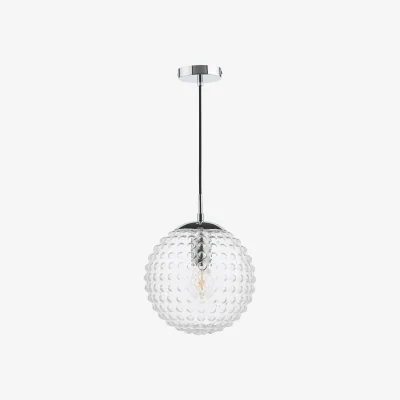 The Range Hobnail Pendant Polished Chrome Clear Glass