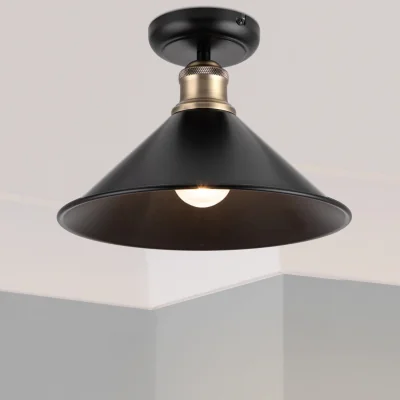 The Range COSYLYTE Bowley Industrial Ceiling Flush Light - Matt Black