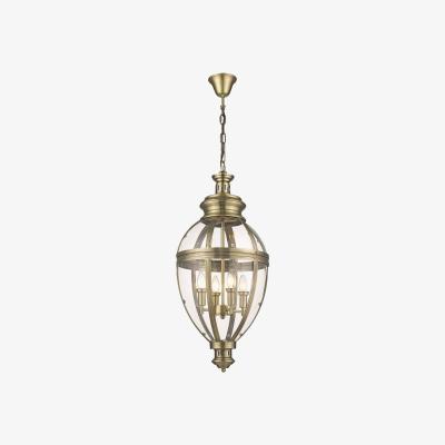 The Range Spring 4 Light Ceiling Pendant Antique Brass Glass, E14 - Antique Brass / 36cm