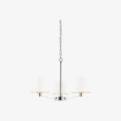The Range Harvey Multi Arm Pendant Light Bright Nickel Plate, Vintage White Fabric - Bright Nickel Plate & Vintage White Fabric / 50cm
