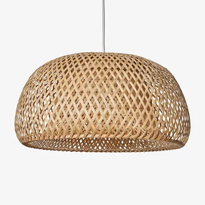 The Range Modern Natural Bamboo Lattice Domed Ceiling Pendant Floor Lamp Light Shade - Natural