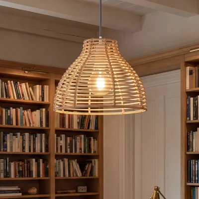 The Range Ceiling Light Shade Wicker Basket Plastic Lampshade Pendant  2PCS - White