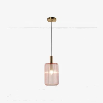 The Range Blush Pink And Gold Fluted Glass Design Pendant Fitting - Gold & Blush Pink