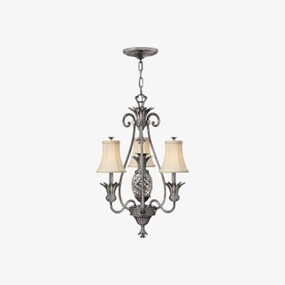 The Range Plantation Multi Arm Chandelier 3 Light Polished Antique Nickel Finish, E14 - Polished Antique Nickel