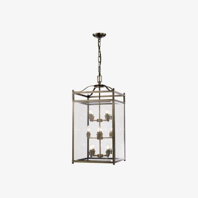 The Range Aston Ceiling Pendant Lantern 12 Light Antique Brass, Glass - Antique Brass