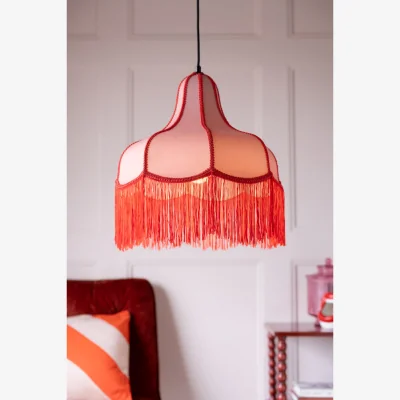 Rockett St George Pink & Red Tassel Edge Ceiling Light