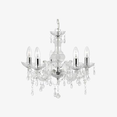 The Range Marie Therese 5 Light Multi Arm Ceiling Pendant Clear with Crystals, E14 - Clear