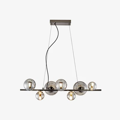 The Range Molly 7 Light Pendant Ceiling Light with Smoke Shades - Black Chrome