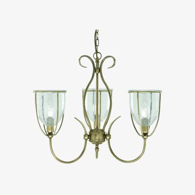 The Range Silhouette 3 Light Ceiling Pendant Antique Brass Seeded Glass Shades, E14 - Antique Brass