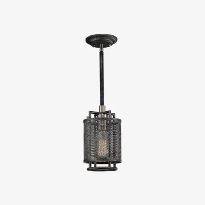 The Range Parker Caged Ceiling Pendant 1 Light E27 Weathered Zinc, Brushed Nickel - Weathered Zinc
