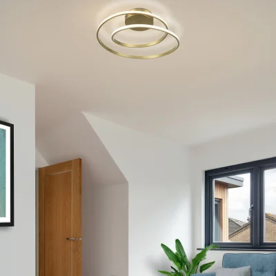 The Range COSYLYTE Alston Double Ring Integrated LED Ceiling Flush Light - Brass
