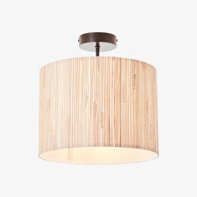 The Range Longshore Single Semi Flush Ceiling Lamp, Natural Seagrass, Matt Black - Matt Black