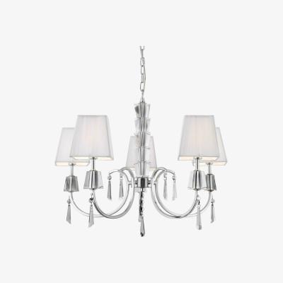 The Range Portico 5 Light Ceiling Pendant Chrome, Glass Crystals with Shades, G9 - Chrome
