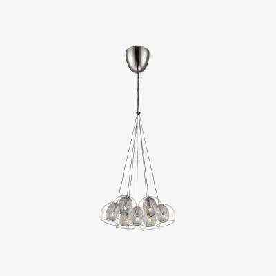 The Range Spring 7 Light Cluster Pendant Mesh Chrome, Clear, G4 Bulb - Chrome
