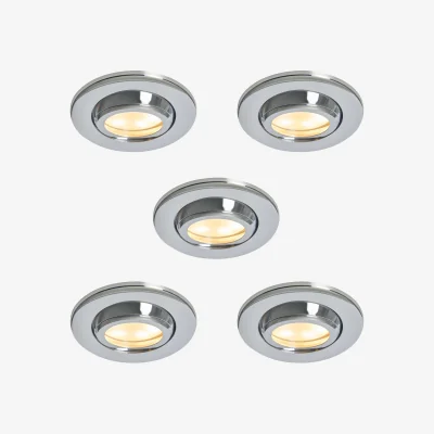 The Range 5 Pack of Marlowe Round IP65 Fire Rated Tiltable Downlights - Chrome