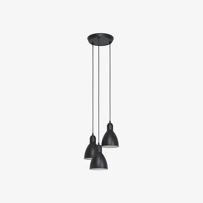 The Range EGLO Priddy Black Steel Cluster Pendant Light - Black, White