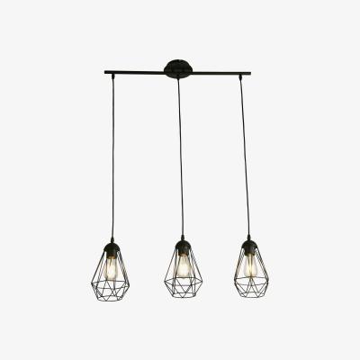 The Range 3 Light Wire Diamond Pendant  - Black