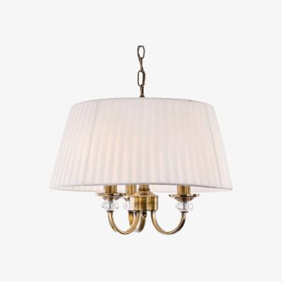 The Range Langham 3 Light Multi Arm Ceiling Pendant Antique Brass, Pleated Cream Shades, - Antique Brass/ Pleated Cream Shades