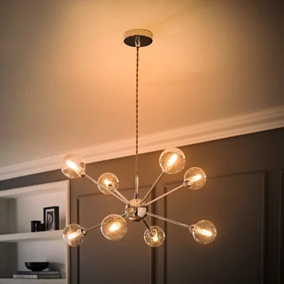 The Range Sputnik 8 Way Glass Globe Pendant Ceiling Light - Chrome / Yes