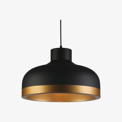 The Range GOLDI Extra Large Black Dome Ceiling Pendant Light with Gold Trim - black