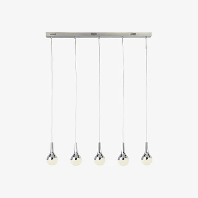 The Range Champoton Chrome, Crystal Sand and Acrylic 5Lt Bar Pendant - Chrome