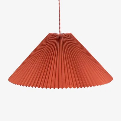 The Range Akira Fabric Pleated Single Drop Ceiling Pendant Light - Orange