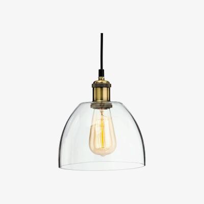 The Range Empire 1 Light Ceiling Pendant Antique Brass, Clear Glass, E27 - Clear Glass / 19.5cm
