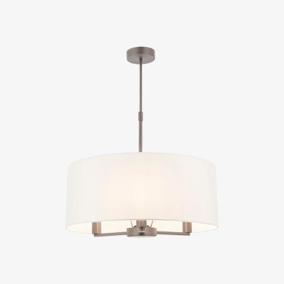 The Range Daley 3 Light Multi Arm Ceiling Pendant Matt Nickel, Vintage White Silk Effect, - Matt Nickel Plate