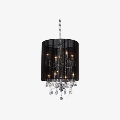 The Range Ella Ceiling Pendant with Black Shade 8 Light Polished Chrome, Crystal - Polished Chrome