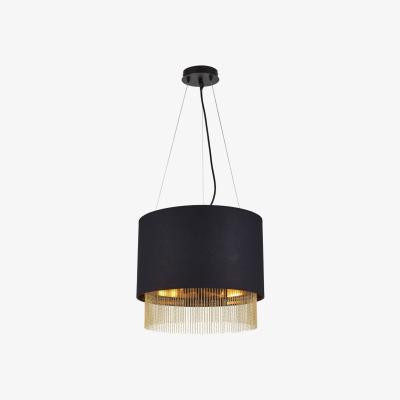 The Range Fringe 3 Light Round Pendant Matt Black Shade, Gold, E27 - Matt Black