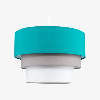 The Range Aztec 3 Tier Fabric Ceiling Light Shade and Bulb - Teal