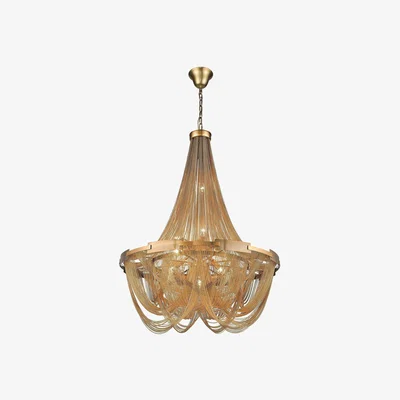 The Range Spring 10 Light Chandelier Brass Finish, E14 - Brass