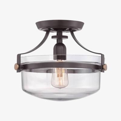 The Range Penn Station 1 Light Semi Flush Ceiling Light Western Bronze, E27 - Western Bronze