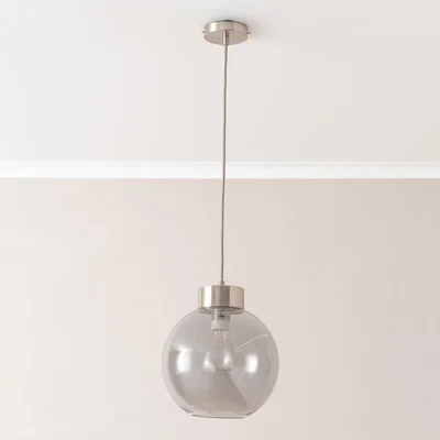 The Range Bellamy Smoked Glass Capped Ceiling Pendant Light - Brushed Chrome