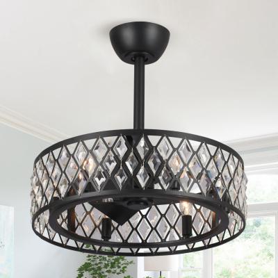 The Range Modern 3-Blades Crystal Ceiling Fan Light Timmer Remote Control - Black
