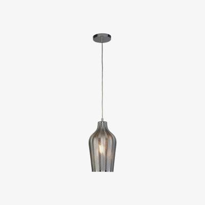 The Range 1 Light Pendant With Smoked Ribbed Glass - Chrome - Chrome