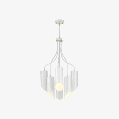 The Range Quinto 6 Light Multi Arm Ceiling Pendant White Aged Brass, E27 - Brass