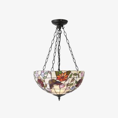 The Range Butterfly 3 Light Medium Ceiling Pendant Bronze, Tiffany Style Glass, E27 - Bronze