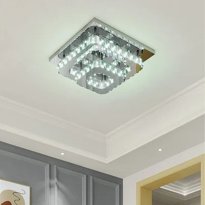 The Range Square Glamorous Crystal LED Ceiling Light - Silver