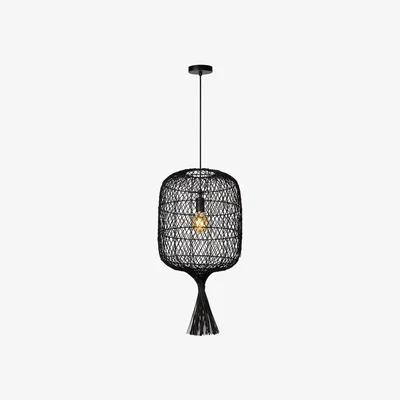 The Range Garve Scandinavian Rattan Pendant Light Black - Black