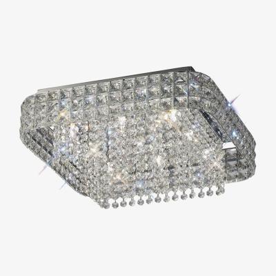The Range Edison Flush Ceiling Square 9 Light Polished Chrome, Crystal - Polished Chrome