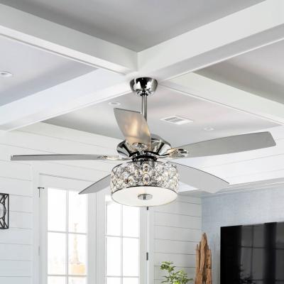 The Range Indoor Ceiling Fan Light Chandelier With Reversible Motor Control 5-Blade - Sliver