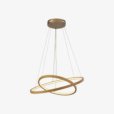 The Range LED Double Ring Pendant  - Bamboo
