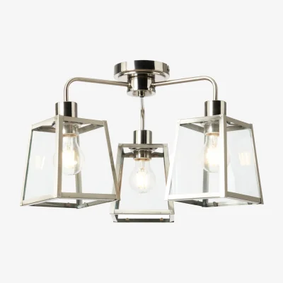 The Range Emery 3 Arm Semi Flush Ceiling Light - Brushed Chrome