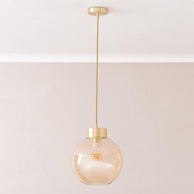 The Range Bellamy Amber Glass Capped Ceiling Pendant Light - Gold