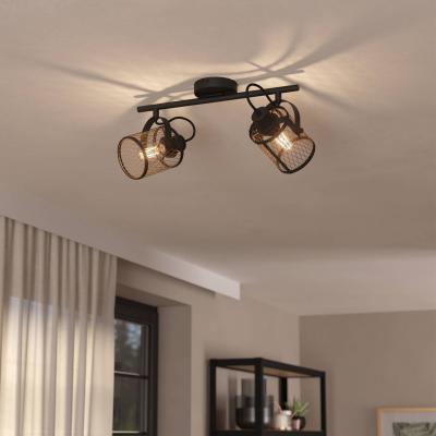 The Range Eglo Dellow 2 Black Steel Lattice Style Adjustable Spotlight - black