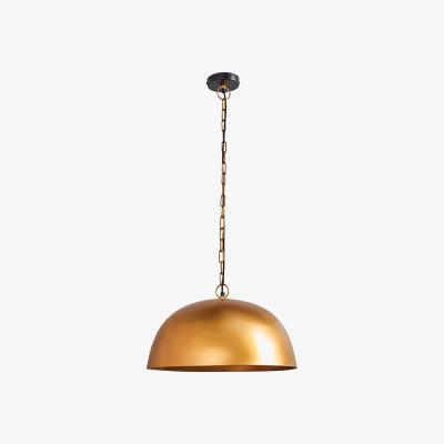 The Range Antique Brass Chain Ceiling Pendant Light Fitting With Gold Curved Dome Shade - Antique Brass