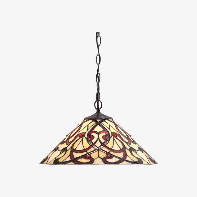 The Range Ruban 1 Light Medium Ceiling Pendant Dark Bronze, Tiffany glass, E27 - Dark Bronze
