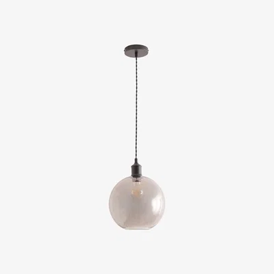 The Range Bellamy Smoked Glass Globe Single Ceiling Pendant Light with LED Bulb - Matte Black